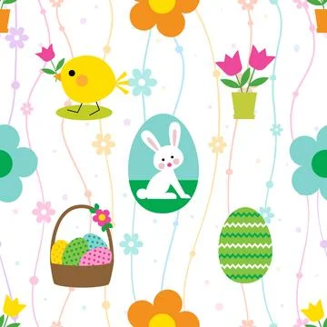 Seamless repeating pattern celebrating festive easter during spring 스톡 일러스트