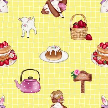 Seamless repeating pattern celebrating festive easter during spring 스톡 일러스트