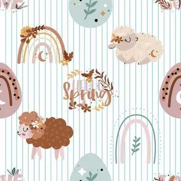 Seamless repeating pattern celebrating festive easter during spring 스톡 일러스트