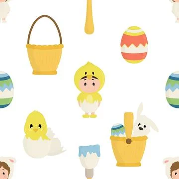 Seamless repeating pattern celebrating festive easter during spring 스톡 일러스트