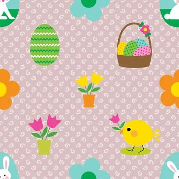Seamless repeating pattern celebrating festive easter during spring Stock Illustration
