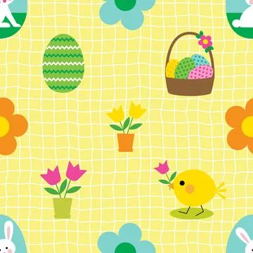 Seamless repeating pattern celebrating festive easter during spring Stock Illustration