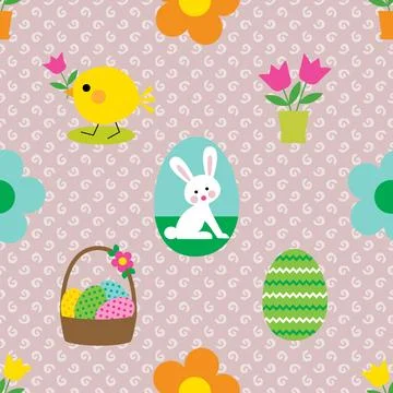 Seamless repeating pattern celebrating festive easter during spring Stock Illustration