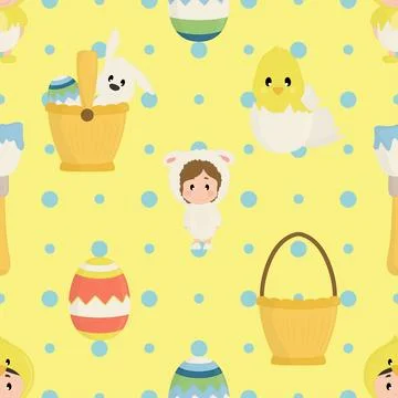 Seamless repeating pattern celebrating festive easter during spring Stock Illustration