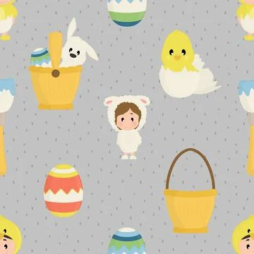 Seamless repeating pattern celebrating festive easter during spring Stock Illustration