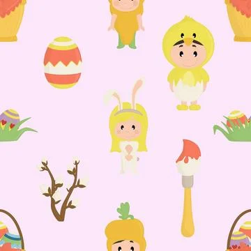 Seamless repeating pattern celebrating festive easter during spring Stockillustratie