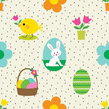 Seamless repeating pattern celebrating festive easter during spring Stock Illustration