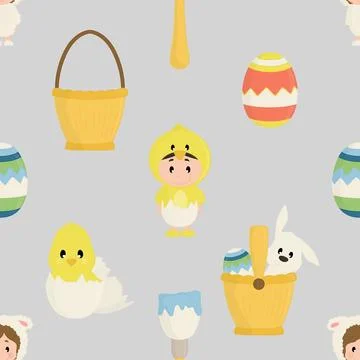 Seamless repeating pattern celebrating festive easter during spring Stock Illustration