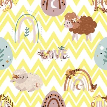 Seamless repeating pattern celebrating festive easter during spring 스톡 일러스트