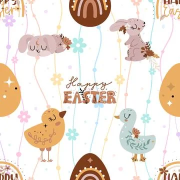 Seamless repeating pattern celebrating festive easter during spring Stock Illustration