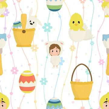 Seamless repeating pattern celebrating festive easter during spring 스톡 일러스트