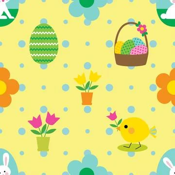 Seamless repeating pattern celebrating festive easter during spring 스톡 일러스트