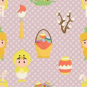 Seamless repeating pattern celebrating festive easter during spring Stock Illustration