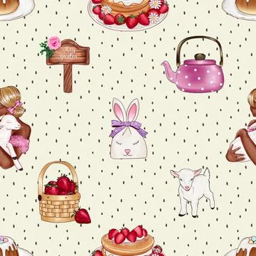 Seamless repeating pattern celebrating festive easter during spring 스톡 일러스트