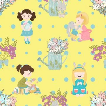 Seamless repeating pattern celebrating festive easter during spring 스톡 일러스트