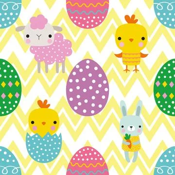 Seamless repeating pattern celebrating festive easter during spring Stock Illustration