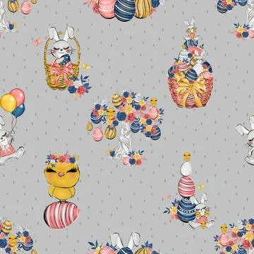 Seamless repeating pattern celebrating festive easter during spring 스톡 일러스트