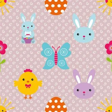 Seamless repeating pattern celebrating festive easter during spring Stock Illustration