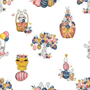 Seamless repeating pattern celebrating festive easter during spring Stock Illustration