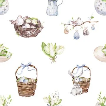 Seamless repeating pattern celebrating festive easter during spring Illustrazione stock