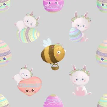 Seamless repeating pattern celebrating festive easter during spring 스톡 일러스트