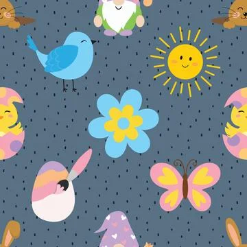 Seamless repeating pattern celebrating festive easter during spring 스톡 일러스트