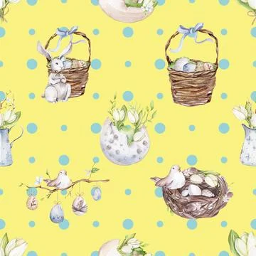 Seamless repeating pattern celebrating festive easter during spring 스톡 일러스트