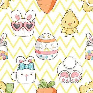 Seamless repeating pattern celebrating festive easter during spring イラスト素材