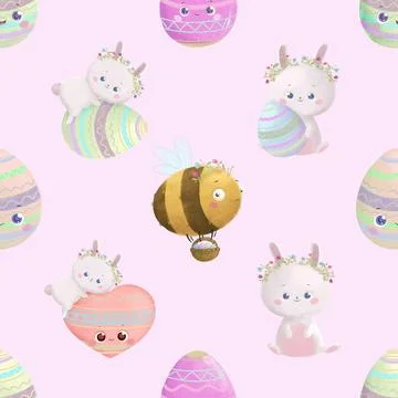 Seamless repeating pattern celebrating festive easter during spring 스톡 일러스트