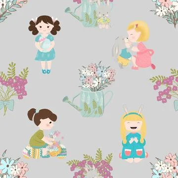 Seamless repeating pattern celebrating festive easter during spring イラスト素材