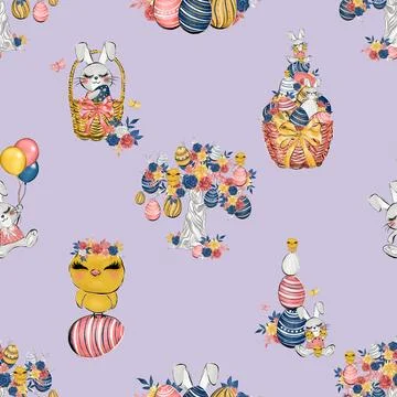 Seamless repeating pattern celebrating festive easter during spring Stockillustratie