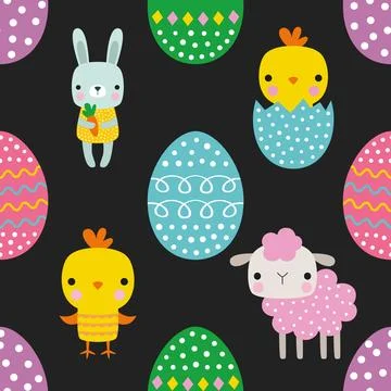 Seamless repeating pattern celebrating festive easter during spring Stock Illustration