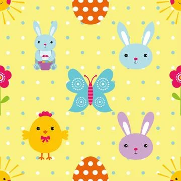Seamless repeating pattern celebrating festive easter during spring Stock Illustration