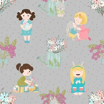 Seamless repeating pattern celebrating festive easter during spring Stock Illustration