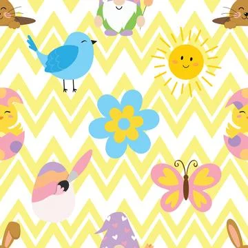 Seamless repeating pattern celebrating festive easter during spring 스톡 일러스트