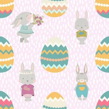 Seamless repeating pattern celebrating festive easter during spring 스톡 일러스트