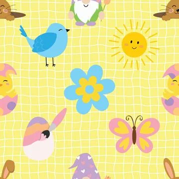 Seamless repeating pattern celebrating festive easter during spring Stock Illustration