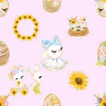 Seamless repeating pattern celebrating festive easter during spring 스톡 일러스트