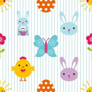 Seamless repeating pattern celebrating festive easter during spring 스톡 일러스트