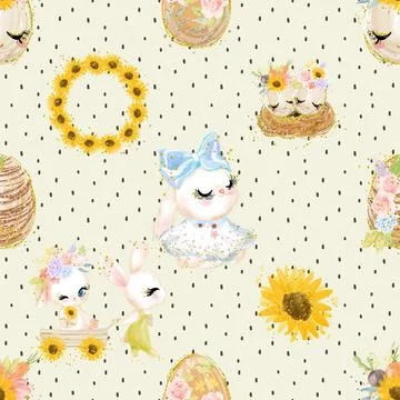 Seamless repeating pattern celebrating festive easter during spring Stock Illustration