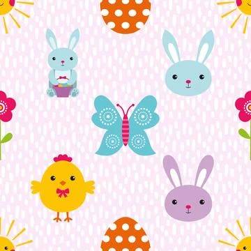 Seamless repeating pattern celebrating festive easter during spring 스톡 일러스트