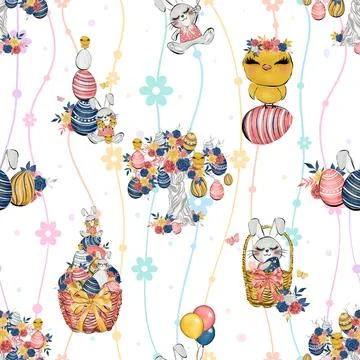 Seamless repeating pattern celebrating festive easter during spring Stock Illustration