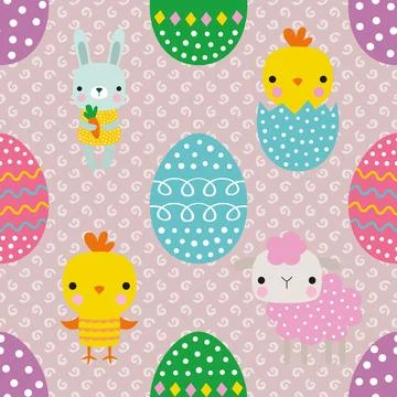 Seamless repeating pattern celebrating festive easter during spring Stock Illustration