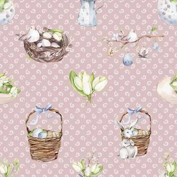 Seamless repeating pattern celebrating festive easter during spring 스톡 일러스트