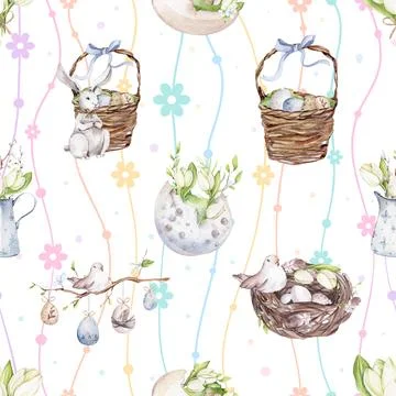 Seamless repeating pattern celebrating festive easter during spring Stock Illustration