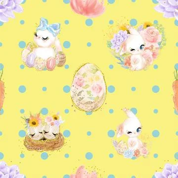 Seamless repeating pattern celebrating festive easter during spring 스톡 일러스트
