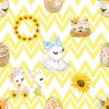 Seamless repeating pattern celebrating festive easter during spring 스톡 일러스트