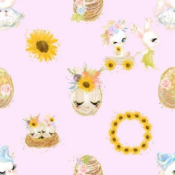 Seamless repeating pattern celebrating festive easter during spring Stock Illustration