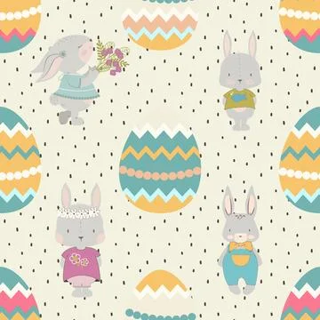 Seamless repeating pattern celebrating festive easter during spring Stock Illustration