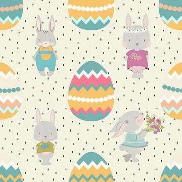 Seamless repeating pattern celebrating festive easter during spring イラスト素材